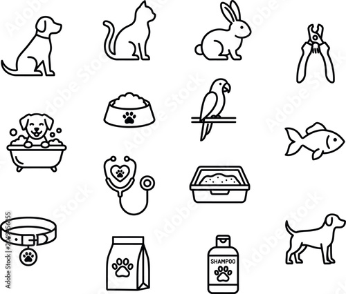 Minimalist black and white dog face icon on white background vector illustration