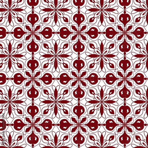 Intricate Red Ornamental Geometric Floral Pattern