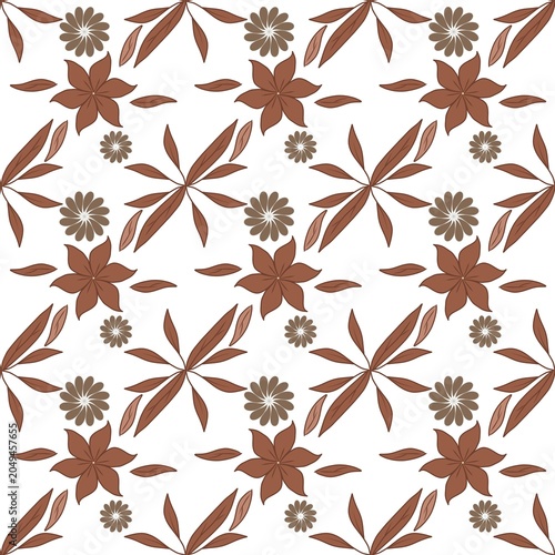 Brown Botanical Floral Seamless Surface Pattern