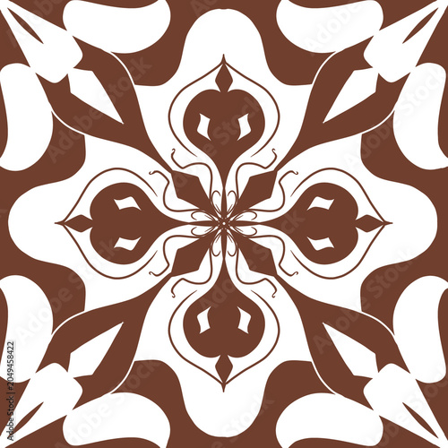 Vintage Brown Floral Ornamental Seamless Background
