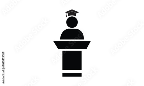 Academic Graduation Podium Silhouette Icon Vector