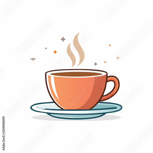 Steaming Cup of Coffee on a Saucer