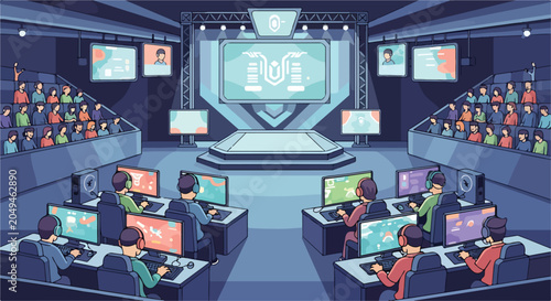 Canvas Print Gamers compete in an arena