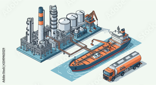 Industrial Oil Refinery and Transportation Logistics.