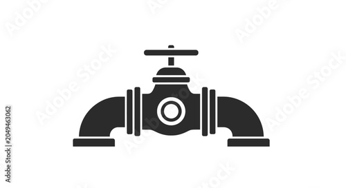 Industrial Pipe Valve Icon Silhouette Symbol.