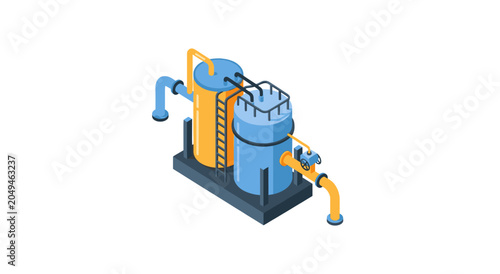 Industrial Water Treatment Plant Equipment Illustration.