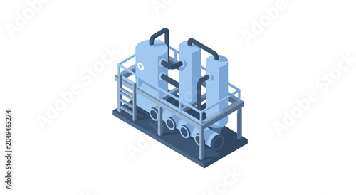 Industrial Water Treatment Plant Equipment Illustration.