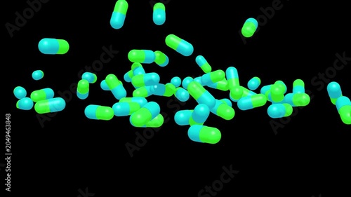 Medical pills falling on the floor. Pills and drugs tablets. Pharmaceutical Industry. Medicine concept. Health care. Available in FullHD and 4K video