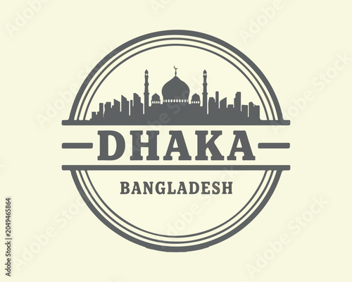 Dhaka Bangladesh City Skyline Badge Logo Design