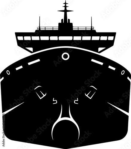Black ship bow and stern vector icons, nautical symbols, boat graphics, marine illustrations
