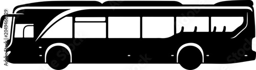 Black bus silhouette, vehicle icon, transportation symbol, travel graphic