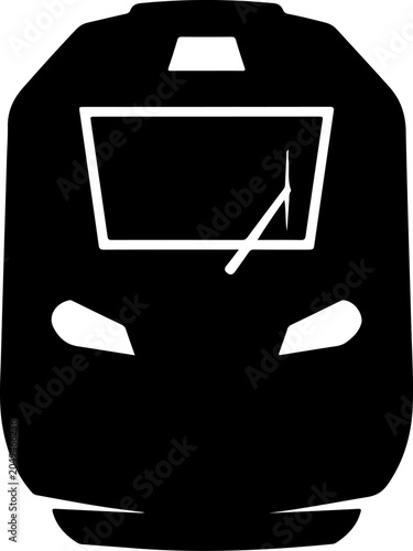 Black train, locomotive, vector icon, transportation symbol, rail travel