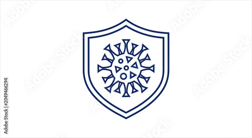 Shield with virus icon representing protection against disease.