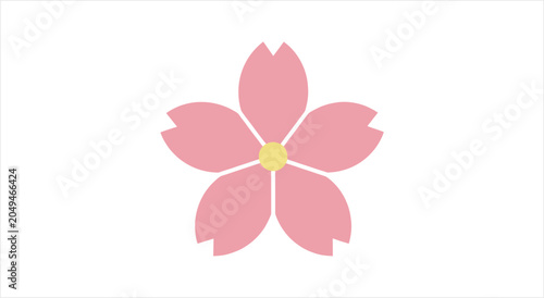 Simple Pink Cherry Blossom Flower Illustration.