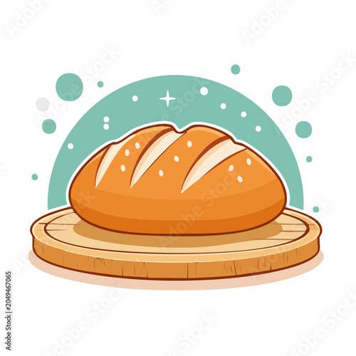 Stylized loaf of bread on a wooden board