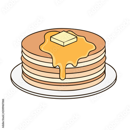 Stack of Pancakes with Butter and Syrup
