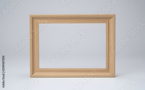 Light wooden picture frame on neutral background
