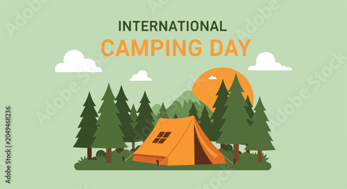 Bilde på lerret A tent in a forest on International Camping Day