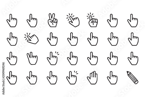 Cuadro en lienzo Editable vector hand cursor icon set for UX design, app navigation, web buttons