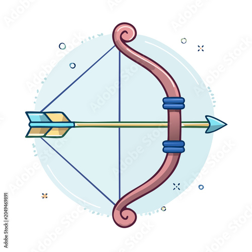 Flat design bow and arrow illustration