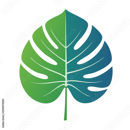Monstera Leaf Icon with Green and Blue Gradient
