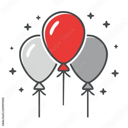 Red and gray balloons with stars