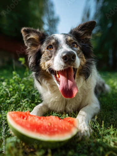 Happy Puppy with Watermelon
