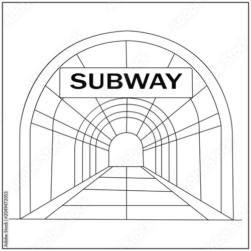 Subway Entrance Line Art
