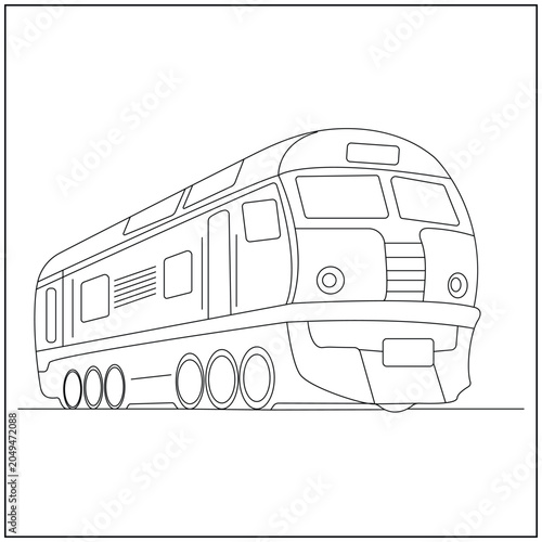 Minimal Train Engine Line Art
