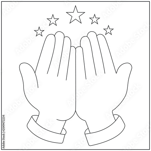 Raised Prayer Hands Line Art
