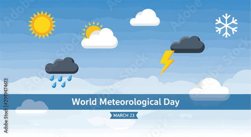 Obraz na płótnie A World Meteorological Day illustration with weather icons