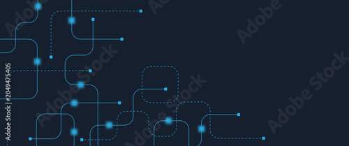 Bilde på lerret Abstract digital AI circuit board background with tech icons