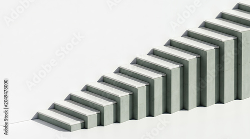 Minimalist Architectural Concrete Stairs with Bright Sunlight and Copy Space for Business Growth Concept