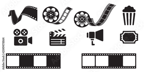 Cinema and movie production icon set vector collection
