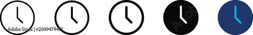 Fotografia Clock icon set showing professional time watch with hands for office schedule ma