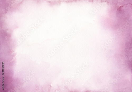 Hand Painted Dusty pink and purple watercolor background with elegant paper texture vignette