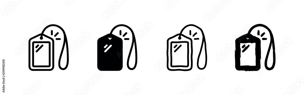 Fototapeta premium Tag with Mirror Icon Set