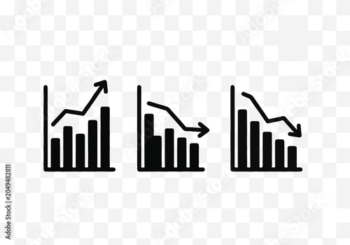 Canvas Print Financial charts with upward downward and fluctuating trends icon set