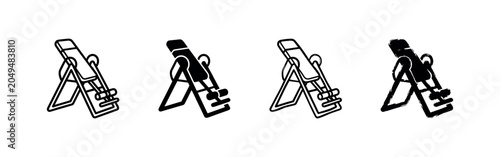 Schilderij op canvas Inversion Table Exercise Equipment Icon Set
