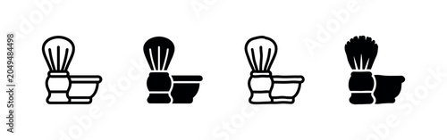 Cuadro en lienzo Shaving brush and bowl icon set, suitable for wet shaving, grooming, and men's personal care designs