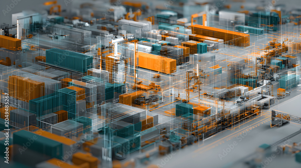 Fototapeta premium Industrial Digital Twin Supply Chain Monitor
