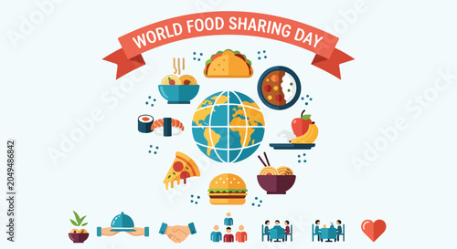 Graphic illustration promoting global food sharing
