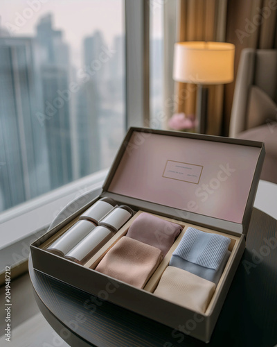 Premium Family Travel Comfort Kit with Children’s Clothing Essentials and Lint Rollers Presented in a Luxury Hotel Room Welcome Package