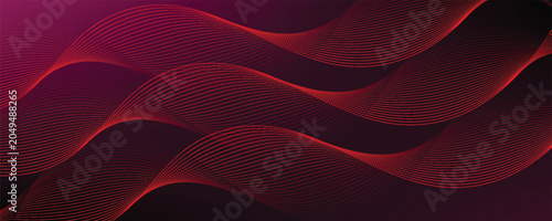 Photos Abstract dark magenta and black gradient vector background with elegant flowing red wavy interwoven lines