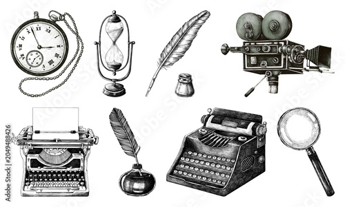 Foto PNG Vintage tools of creative expression on transparent background