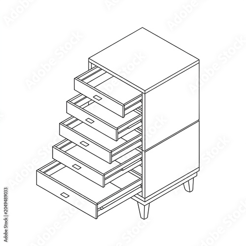 nightstand with drawers sketch 