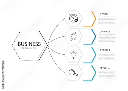 vector illustration of a business with chart Creative concept for infographic with 4 steps, options, parts or processes. Business data visualization.	