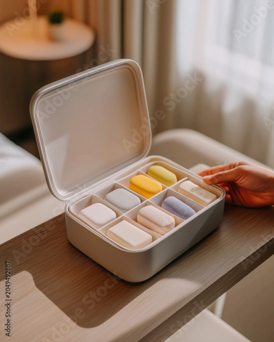 Portable Sensory Support and Fidget Kit with Organized Tactile Tools for Neurodivergent Travelers, Presented as a Family-Friendly Hotel Amenity