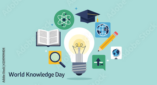 Photos A lightbulb surrounded by education symbols on a teal background