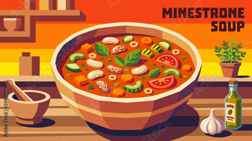 Fotografia minestrone soup cuisine food recipe culinary homemade traditional delicious meal